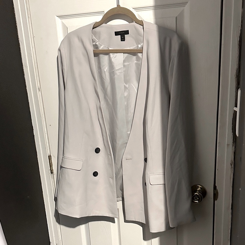J. Crew Women's Double-Breasted Cream Blazer